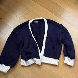 Edikted Navy and Cream Cardigan